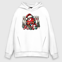 Мужское худи оверсайз Новогодний спорт боулинг
