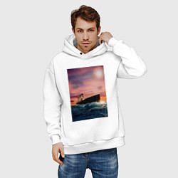 Толстовка оверсайз мужская Титаник в океане, цвет: белый — фото 2