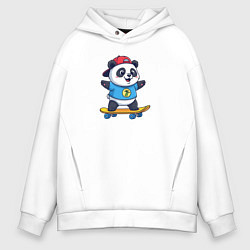 Мужское худи оверсайз Милая панда на скейте