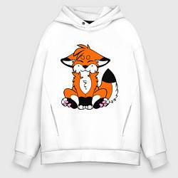 Толстовка оверсайз мужская Лисичка, цвет: белый