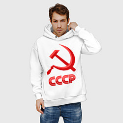 Толстовка оверсайз мужская СССР Логотип, цвет: белый — фото 2