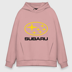 Толстовка оверсайз мужская Subaru Logo, цвет: пыльно-розовый