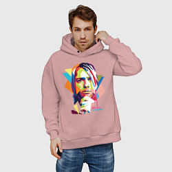Толстовка оверсайз мужская Kurt Cobain: Colors, цвет: пыльно-розовый — фото 2