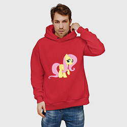 Толстовка оверсайз мужская Пони пегас Флаттершай, цвет: красный — фото 2