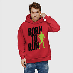 Толстовка оверсайз мужская Рожден для бега, цвет: красный — фото 2