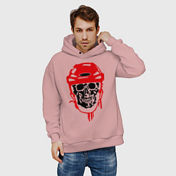 Толстовка оверсайз мужская Мертвый хоккеист, цвет: пыльно-розовый — фото 2
