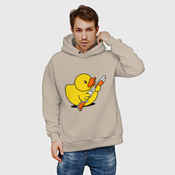 Толстовка оверсайз мужская Утенок с ружъем, цвет: миндальный — фото 2