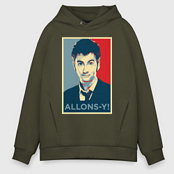 Толстовка оверсайз мужская Allons-y Poster, цвет: хаки