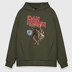 Толстовка оверсайз мужская Iron Maiden: Zombie, цвет: хаки