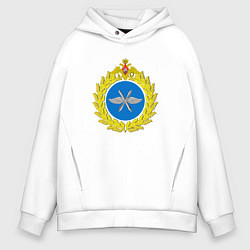 Толстовка оверсайз мужская Герб ВВС России, цвет: белый