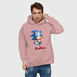 Толстовка оверсайз мужская Sonic, цвет: пыльно-розовый — фото 2