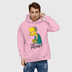 Толстовка оверсайз мужская Mr. Burns: I get money, цвет: светло-розовый — фото 2