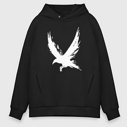 Мужское худи оверсайз Белый ворон