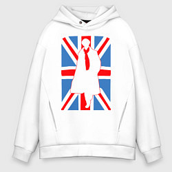 Толстовка оверсайз мужская Sherlock Holmes Union Jack, цвет: белый