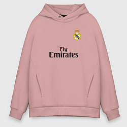 Толстовка оверсайз мужская Real Madrid: Fly Emirates, цвет: пыльно-розовый