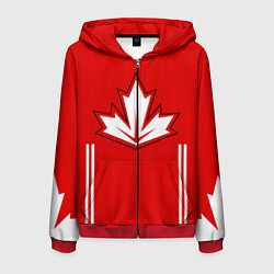 Толстовка 3D на молнии мужская Сборная Канады: домашняя форма, цвет: 3D-красный