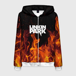Толстовка 3D на молнии мужская Linkin Park: Hell Flame, цвет: 3D-белый