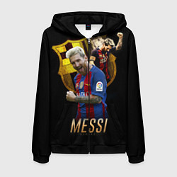 Толстовка 3D на молнии мужская Messi Star, цвет: 3D-черный