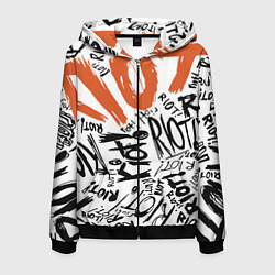 Толстовка 3D на молнии мужская Paramore: Riot, цвет: 3D-черный