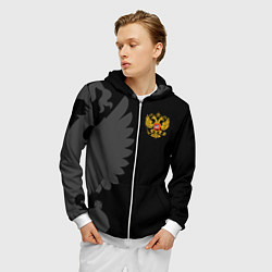 Толстовка 3D на молнии мужская Russia - Black collection, цвет: 3D-белый — фото 2