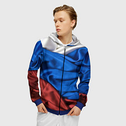 Толстовка 3D на молнии мужская Российский Триколор, цвет: 3D-синий — фото 2