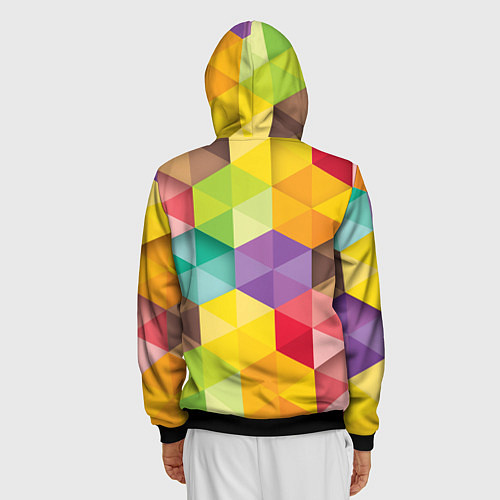 Мужская толстовка на молнии Цветные зонтики / 3D-Черный – фото 4