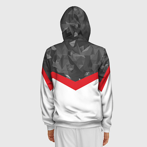 Мужская толстовка на молнии Man United FC: Grey Polygons / 3D-Белый – фото 4