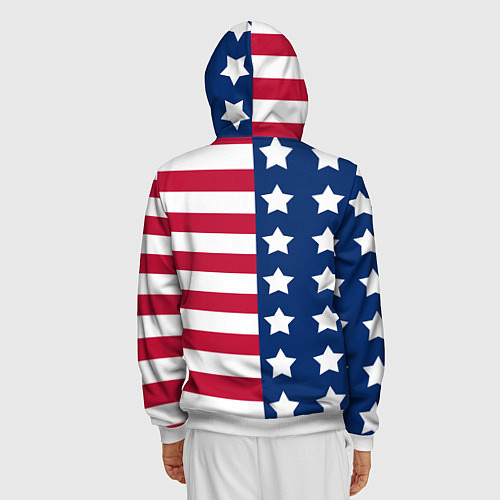 Мужская толстовка на молнии USA Flag / 3D-Белый – фото 4