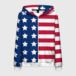 Толстовка 3D на молнии мужская USA Flag, цвет: 3D-белый