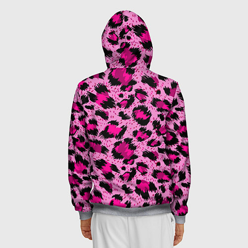 Мужская толстовка на молнии Розовый леопард / 3D-Меланж – фото 4