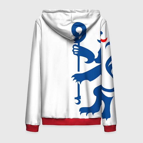 Мужская толстовка на молнии FC Chelsea: White Lion / 3D-Красный – фото 2