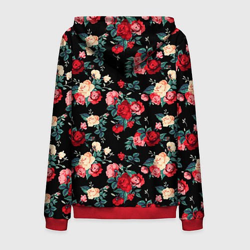 Мужская толстовка на молнии Кустовые розы / 3D-Красный – фото 2