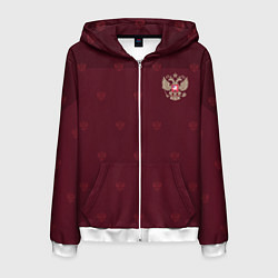 Толстовка 3D на молнии мужская Герб России - золотой двуглавый орел, цвет: 3D-белый