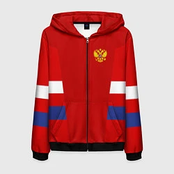 Толстовка 3D на молнии мужская Russia: Sport Tricolor, цвет: 3D-черный