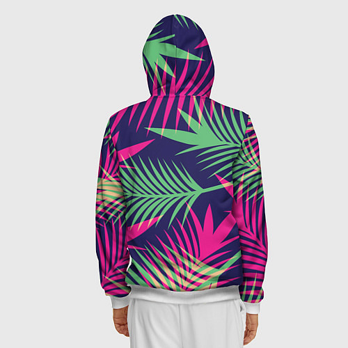 Мужская толстовка на молнии Неоновые пальмы / 3D-Белый – фото 4