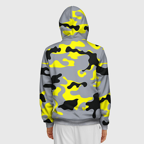 Мужская толстовка на молнии Yellow & Grey Camouflage / 3D-Меланж – фото 4