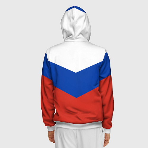 Мужская толстовка на молнии Российский триколор / 3D-Белый – фото 4