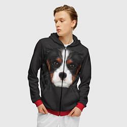 Толстовка 3D на молнии мужская Cavalier King Charles, цвет: 3D-красный — фото 2