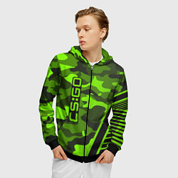 Толстовка 3D на молнии мужская CS:GO Light Green Camo, цвет: 3D-черный — фото 2