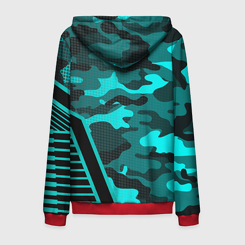 Мужская толстовка на молнии CS:GO Blue Camo / 3D-Красный – фото 2