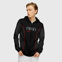 Толстовка 3D на молнии мужская Audi Style, цвет: 3D-черный — фото 2