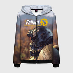 Толстовка 3D на молнии мужская Fallout 76, цвет: 3D-черный