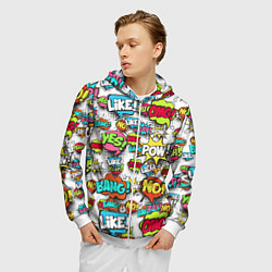 Толстовка 3D на молнии мужская Pop art Fashion, цвет: 3D-белый — фото 2