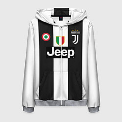 Толстовка 3D на молнии мужская FC Juventus 18-19, цвет: 3D-меланж