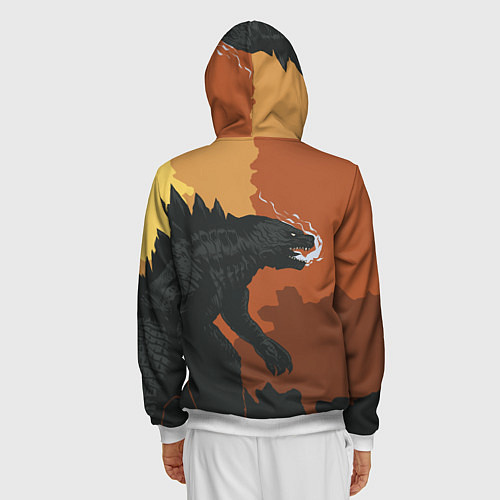 Мужская толстовка на молнии Godzilla: Monster Smoke / 3D-Белый – фото 4