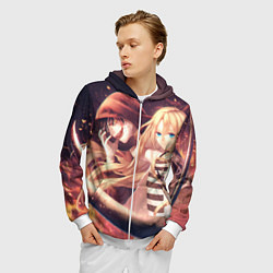 Толстовка 3D на молнии мужская Satsuriku no Tenshi, цвет: 3D-белый — фото 2