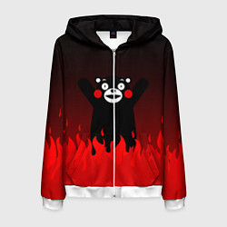 Толстовка 3D на молнии мужская Kumamon: Hell Flame, цвет: 3D-белый