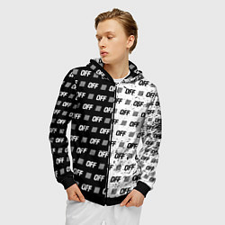 Толстовка 3D на молнии мужская Off-White: Black & White, цвет: 3D-черный — фото 2