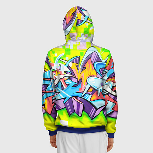 Мужская толстовка на молнии Неоновая кислота / 3D-Синий – фото 4