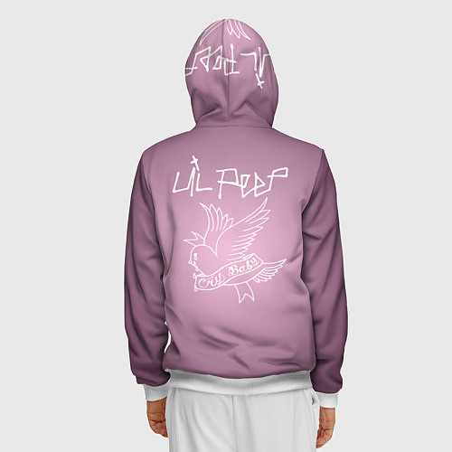 Мужская толстовка на молнии Lil Peep / 3D-Белый – фото 4